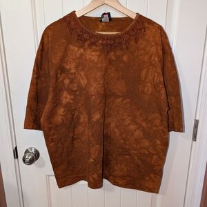 Y2K Boos Lace Western Tie Dye Shirt Women's One Size Brown/Black